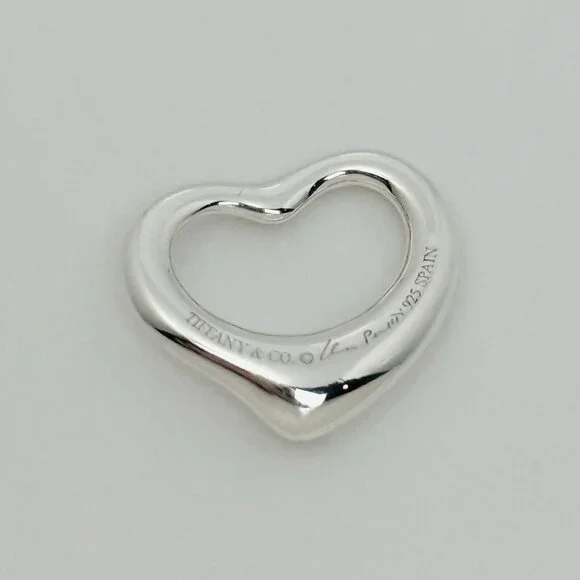 Tiffany Elsa Peretti Mini Small Open Heart Pendant Charm in Sterling Silver - Picture 2 of 7